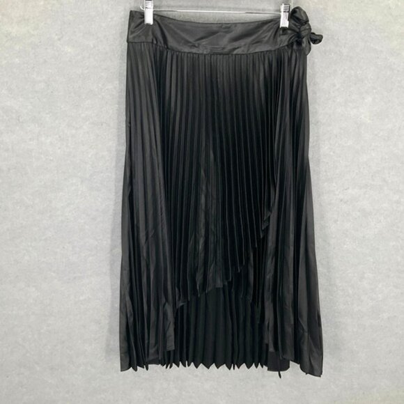 White House Black Market Pleated Midi Skirt Asymmetric Hem Bow Size 8 Elegant - Picture 1 of 12